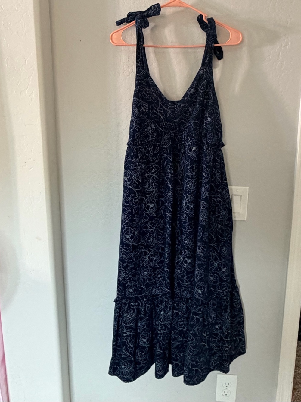 Navy Floral Tie-Shoulder Sundress